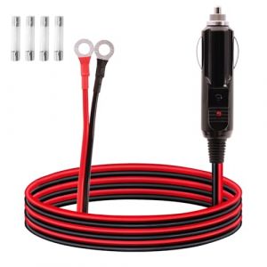 LANMINGLEL C&acirc;ble d'extension pour allume-cigare de voiture vers joint torique,12V-24V 16AWG avec fusible 15A, pour onduleur de voiture, pompe &agrave; air, tasse &eacute;lectrique et bricolage 1M (ANMINGLE, neuf)