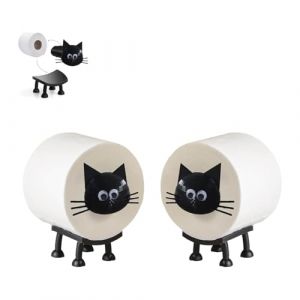 Porte-Papier Toilette Humoristique-Ensemble Porte-Papier Toilette pour étagère de Salle de Bain, Cadeau de Pendaison de crémaillère, décoration de Salle de Bain (Chat-Support Papier WC) (2) (Htianyi-eu, neuf)