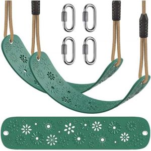 BeneLabe 2pcs Balancoire Extérieur, Siège Balançoire Arbre Interieur Plastique Souple Balancoire avec Réglable Corde 130-200cm Mousqueton Pour 1-3 Ans Bébé/Enfant/Adulte/Adolescent, Fleur d'Vert/272kg (besthouse, neuf)