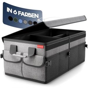 HELDENWERK Organiseur de coffre de voiture Premium avec couvercle stable et antid&eacute;rapant - Sac de coffre de voiture pliable grand avec double &eacute;tag&egrave;res - Bo&icirc;te de coffre, bo&icirc;te organisatrice de coffre (Heldenwerk&reg; FR, neuf)