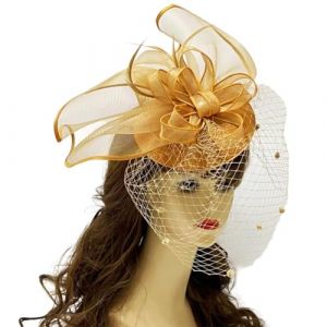 Bibi de f&ecirc;te avec pince &agrave; cheveux pour f&ecirc;te, mariage, femme - Bibi fleur en filet - &Eacute;pingle &agrave; cheveux - Grande fleur (XCengzy, neuf)