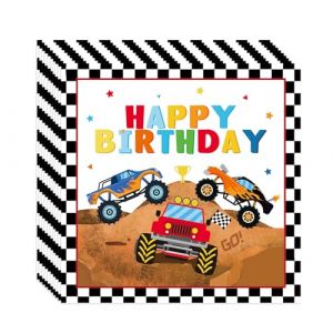 Nymora 20 Serviettes de D&eacute;coration d&rsquo;Anniversaire Hot Wheels, Serviettes en Papier &agrave; Motif de Voitures de Course 33x33cm pour F&ecirc;te &agrave; Th&egrave;me Voiture, D&eacute;co de Table Cars avec Motifs de Pelle & Tracteur (Nymorats, neuf)