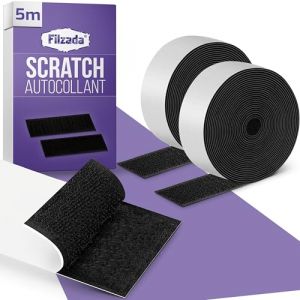 Filzada 5m Ruban Scratch Adhésif Noir 50mm EXTRA FORT – Rouleau Scratch Autocollant Double Face pour intérieur et extérieur – Bandes Adhésives (Filzada, neuf)
