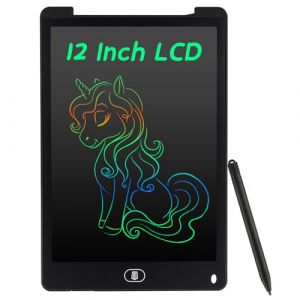 Coolzon Tablette d'écriture LCD Coloré Tablette Graphique de Dessin 12 Pouces pour Enfants, Tableau Dessin Portable Effaçable, Planche à Dessin numérique Jouet Educatif pour Garçon Fille, Noir (LauraGood, neuf)