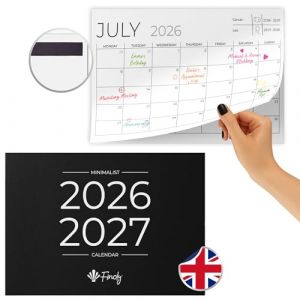 Finoly Calendrier Frigo Janvier &agrave; Juni 2027 (18 Mois) Anglais | Calendrier Magnetique Frigo 2026 | Calendrier Mensuel 2026 | Calendrier Magnetique Mensuel Planificateur Familial (Domy Company, neuf)