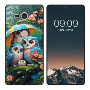 WUACYEAMING Noir Coque pour Sony Xperia XZ2 Compact, Haute Qualité TPU Silicone Mince Souple Antichoc Bumper avec La Chouette Motif Dessin Mat Case (WUACYEAMING, neuf)