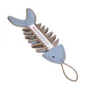 HONITANO Thermom&egrave;tre Mural D&eacute;coratif Int&eacute;rieur D'ar&ecirc;te De Poisson Vintage, Design Suspendu En Bois, Instrument Mural Pour Maison Et Terrasse, Suivi Pr&eacute;cis Temp&eacute;rature (LUWELI, neuf)