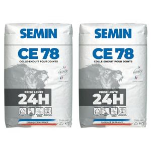 Enduit pour Joints de Plaques de Pl&acirc;tre CE 78 Lent Semin, Temps de Prise 24 Heures, Int&eacute;rieur, Sac de 25 kg (lot de 2) (SEMIN, neuf)