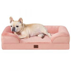 EHEYCIGA Panier Petit Chien Orthopedique, Memoire de Forme Lit pour Chien Dehoussable Lavable, Canapé Chiens Dehoussable Imperméable, Rose (EHEYCIGA EU, neuf)