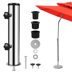 lalafancy Pied de Parasol, Tube de Parasol Socle de Parasol Extérieur pour Mât de Parasol de Ø 3,2cm/3,8 cm/4,8 cm Jardin Terrasse Piscine, Argent (Lalafancy, neuf)