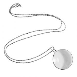 Teksome Pendentif loupe, Loupe Optique 5X avec Collier cha&icirc;ne, Loupe de Poche &eacute;l&eacute;gante, Pendentif Collier Optique pour journaux, Lecture, Bijoux (tangzkc, neuf)
