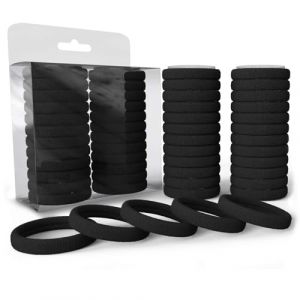 Levani ensemble d'élastiques à cheveux 50 pièces - élastiques à cheveux en coton de haute qualité - élastiques à cheveux pour hommes et femmes - élastiques à cheveux - 50 pièces (Noir Ø 5,5 cm) (Holesto, neuf)