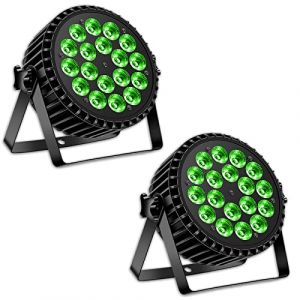 DELIBANG LED Par Projecteur 200W 18 LED Lumière de scène Lumière de discothèque 8CH Par LED Lumière RGBW DMX Strobe Sound Mode actif Eclairage DJ Effet de lumière pour show Bar KTV Party Halloween 2pc (Top-Uking Headlights, neuf)