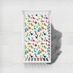 Odot Drap Housse pour Lit de Bébé, Motif Dinosaure Housse de Matelas pour Bébé Drap Housse Respirant Douce pour Lit Parapluie et Berceau Draps Housses Enfants (Dessin animé,65x95cm) (Odot, neuf)