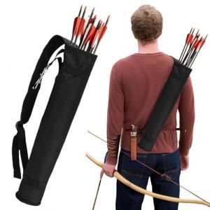 WEFHEF Sac de Tir à l'arc Portable, Carquois de Flèche de Tir à l'arc Noir, Sac de Flèche à Bandoulière Pliable, Carquois Bâton Trail Réglable, pour Chasse sur Cible d'Entraînement Ados Adultes (Vectorspar, neuf)