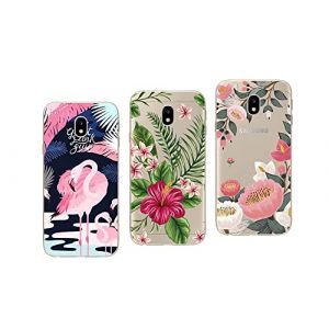 NOVAGO Pack de 3 Coques Compatibles Samsung Galaxy J3 2017 J330 en Gel Souple et Résistante Anti Choc avec Impression de Qualité (3 Coques, Multicolore 8) (NOVAGO-Vendeur PRO français, neuf)