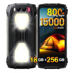 Blackview BV7300 T&eacute;l&eacute;phone Portable Incassable 2025, 18Go+256Go Android 14 T&eacute;l&eacute;phone D&eacute;bloqu&eacute;, 15000mAh, 2*800LM Lampe de Camping, 6.67", 50MP Smartphone Incassable Etanche IP68, 4G LTE,NFC,OTG,Noir (TOSTINI S.R.L., neuf)