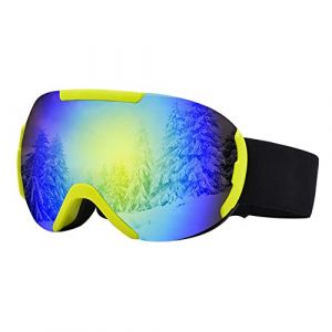 ENEN Lunettes de Ski Masques Snowboard pour Hommes Femme, 100% Anti-UV Ajustables OTG Anti-Bu&eacute;e Coupe-Vent Masques de ski pour Ski Snowboard Autres Sports Hiver (7028 jaune) (EnEn, neuf)