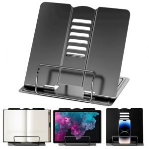 Muyohix Support de Livre en M&eacute;tal, Support de Livre de Cuisine Pliable, 6 Hauteurs R&eacute;glable Support de Livre, Lutrin de Lecture, Support de Lecture M&eacute;tal pour Livres Recette Manuel Partitions (GLOBEMAZE, neuf)