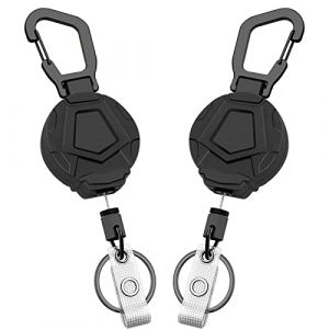 Redamancy 2 Pcs Porte-Cl&eacute;s R&eacute;tractables, Porte Badge Enrouleur, Porte-Badge Mousqueton Robuste, Porte Badge R&eacute;tractable avec Cordon R&eacute;tractable en Acier de 31 Pouces, 8 oz (Pulangke-EU, neuf)
