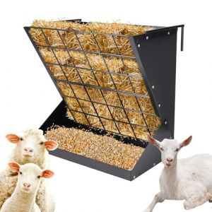 BREUAILY Grand r&acirc;telier &agrave; foin 2 en 1 pour moutons et ch&egrave;vres - R&acirc;teau &agrave; foin suspendu - Grille de conservation et crochets ajustables (Yuecheng Store, neuf)