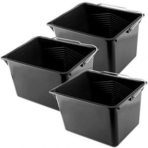 Pot de Peinture KADAX, Pot de Peinture carré en Plastique, Seau avec Anse en métal, Seau d'eau Robuste avec Rebord verseur, pour rénovation, Jardin, Seau de Nettoyage (8L, 3 pièces, Noir) (KADAX, neuf)