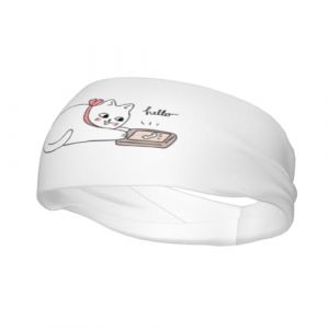 Bandeaux de sport antidérapants pour hommes et femmes, motif chat mignon parlant au téléphone, pour la gym, le basket-ball, le yoga (ruianshihuichenjiayouzhanguanliyouxiangongsi, neuf)
