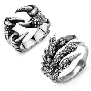 EQLEF Dragon Claw Ring Set, R&eacute;glable Sauvage Alondra Ouvert Punk Dragon Bague pour Hommes et Femmes (Cheerful Picks, neuf)