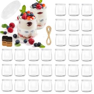 ZUSUZU Pots Yaourts avec Couvercle 200 ml [Lot de 30] - Petits Pots en Verre,Petit Pot en Verre pour Confiture - Bocaux &agrave; dessert - Avec couvercle - Pour pudding, lait, yaourt, ap&eacute;ritif (LIANA DECORATIVE S.R.L., neuf)
