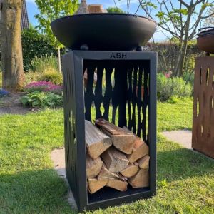 Plancha - BBQ - Grill - Brasero - Barbecue - Noir - Plaque de cuisson - Ext&eacute;rieur - Anneau de barbecue - Chemin&eacute;e de jardin - Rangement du bois - Aspect luxueux (PakketPanda, neuf)