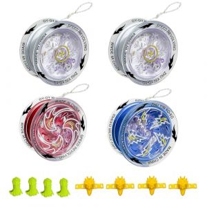 Nzkeuf Lot de 4 Yoyo Lumineux &agrave; LED, Yoyo Enfant &agrave; Roulement &agrave; Billes R&eacute;actif en Plastique avec Cordes et Doigtier, Cadeaux pour D&eacute;butants, Enfants et Adultes (rui da ling shou, neuf)