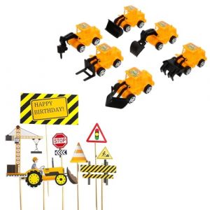 BLPRKOT 16 Pi&egrave;ces Decoration Gateau Chantier 3 Ans,D&eacute;coration Gteau Anniversaire Pelleteuse Gar&ccedil;on 3er,Chantier de Construction Miniature Deco Gteau Cake Cupcake Topper pour Fille Gar&ccedil;on Anniversaire (WANGLIWEI STORE, neuf)
