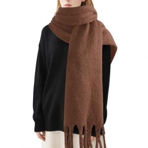&Eacute;charpe d'hiver en mohair de couleur pure pour femme et homme, &eacute;charpe d'hiver chaude pour femmes et hommes, &eacute;charpe douce et luxueuse au toucher cachemire, caf&eacute;, taille unique (XINJIE company, neuf)