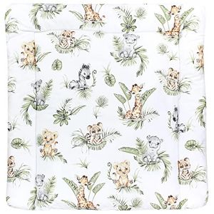 TupTam Matelas à Langer à Motifs pour Bebe Filles et Garçons, Safari/Lion/Marron/Feuilles/Vert, 70 x 50 cm (LotteStyle, neuf)