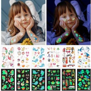 QQY 10 stickers tatouage temporaire lumineux, style mixte autocollant tatouage temporaire, tatouage lumineux, tatouage faux papillon sirène ou plus maquillage de fête (C) (EONYUANGUO, neuf)
