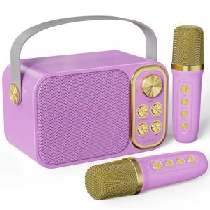 Machine de Karaok&eacute; avec 2 Micro sans Fil, Haut-Parleur Bluetooth Portable, Dispose 7 Effets Sonores, pour F&ecirc;te et Voyage，Purple (ChengHongLtd, neuf)