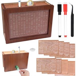 Tirelire avec compteur pour 10 000 euros - Marquage amovible - Caisse &agrave; monnaie r&eacute;utilisable avec objectif de cocher (oAsia-L, neuf)