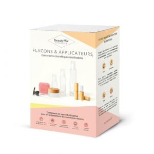 MY COSMETIK - Coffret Z&eacute;ro d&eacute;chet : flacons et applicateurs r&eacute;utilisables - 8 contenants pour cosm&eacute;tique maison en verre et en bambou &eacute;co-responsables et r&eacute;utilisables - BeautyMix (MY COSMETIK, neuf)