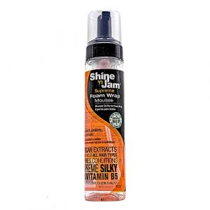 Ampro Shine-n-Jam Supreme Hold Foam Wrap Mousse - Fortified with Silk Proteins - Gives Your Styles Definition - Alcohol-Free Formula Conditions Hair with Provitamin B and African Extracts - 236.5 ml (Online Wellness Ltd, neuf)