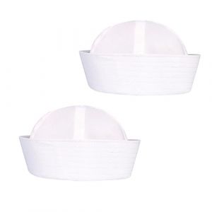 Holibanna Chapeaux De Marin Blancs 2pcs Casquette De Marin Adulte En Mat&eacute;riau Confortable Pour F&ecirc;te Costum&eacute;e Carnaval Cosplay Taille 58cm (Qiysangi, neuf)