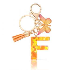 CHUQING Porte-clés pour fille avec lettre initiale - Pendentif papillon rose, Orange-f, S (CHUQING-FR, neuf)