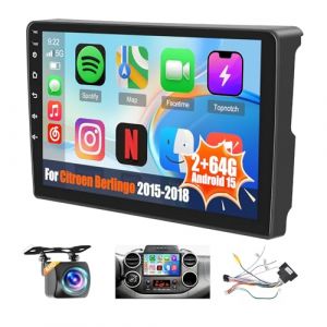 [2G+64G]Hikity Autoradio Android 15 pour Citroen Berlingo 2015-2018 Citroen Stepwgn Peugeot Bipper, Carplay Sans Fil Android Auto 9" Poste Radio avec SWC GPS Bluetooth WIFI Mirror Link Caméra de Recul (wenheyou, neuf)