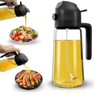 Dictien Spray Huile Cuisine 470ml &ndash; Vaporisateur Huile Air Fryer 2-en-1, Spray Huile d'olive pour Cuisson, Salades, Vinaigre et Accessoire Cuisine (HSWL, neuf)