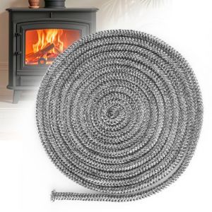 Joint Noir en Fibre de Verre, Joint Tressé pour Insert et Poêle Joint Réfractaire avec 4 Ruban Insert Cheminée Résiste à 600°C pour Insert et Poele a Bois Cheminée Foyer Résistant (10mm x 3meter) (FengShuL, neuf)