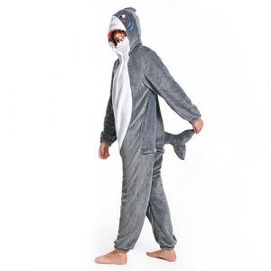 OLAOLA Combinaison Pyjama Femme Homme Animaux Costume Unisexe Adulte Onesie Halloween Cosplay Deguisement Kigurumi Pajamas Fête Vêtements de Nuit (M, Requin) (jerrygum, neuf)