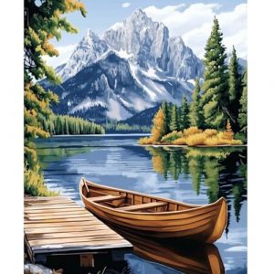 NEWENMO Peinture de Paysage Peinture par Numéro Kits,Bateau en Bois Peinture Numero Adulte,DIY Paint by Numbers,Creation Adulte pour Débutants,Peintures à l'huile Kit,pour Décoration Maison,40x50cm (newenmo, neuf)