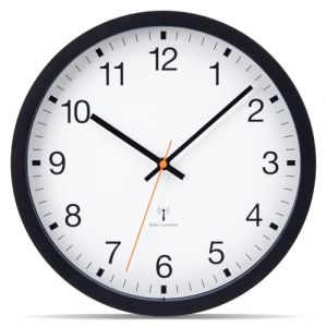 VIVILINEN Horloge Murale Radio Pilotée Silencieuse sans Tic-Tac 30cm Pendule Murale Design Moderne pour Chambre Cuisine Salon Changement d'heure Automatique (Noir, 30cm) (Adonauss, neuf)