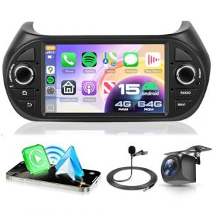 VECHTEL 4G+64G Autoradio Android 15 pour Fiat Fiorino/Qubo/Peugeot Bipper/Citroen Nemo, Auto Radio avec CarPlay Android Auto sans Fil, &Eacute;cran Tactile 7 Pouces GPS Wi-FI USB Bluetooth FM RDS Cam&eacute;ra (VECHTEL, neuf)