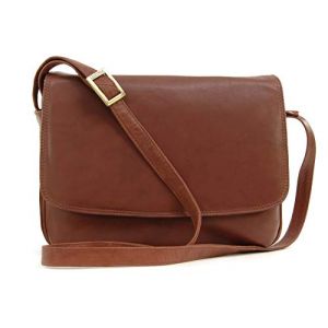 VISCONTI - Sac Bandouli&egrave;re Femme Cuir - Sac &agrave; Main &agrave; Rabat - Sac Port&eacute; Crois&eacute; Moyen - Bandouli&egrave;re R&eacute;glable - 03190 CLAUDIA - Marron (The Real Handbag Shop, neuf)