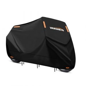 VANSHEIM Housse de Moto Exterieur Interieur Impermeable Housse Protection Moto Hiver B&acirc;che Moto Ext&eacute;rieur B&acirc;che pour Scooter 420D Oxford Tissu Contre la Pluie, Les Rayons UV 245x105x125cm (MZLEU, neuf)